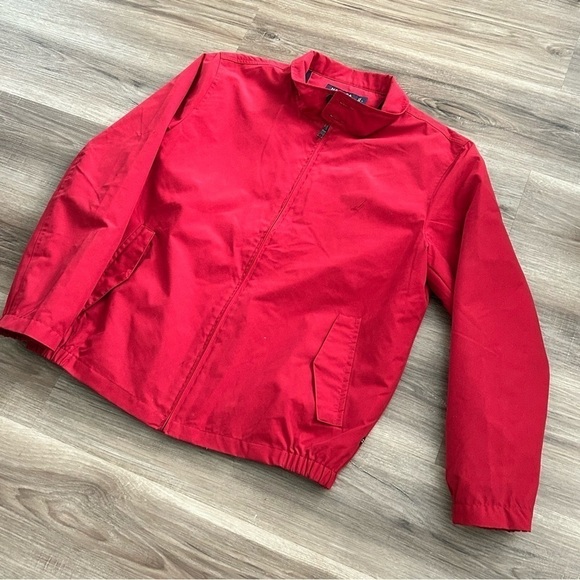 NAUTICA Vintage Red Front Zip Button Collar Jacket Women size Large - Picture 1 of 15